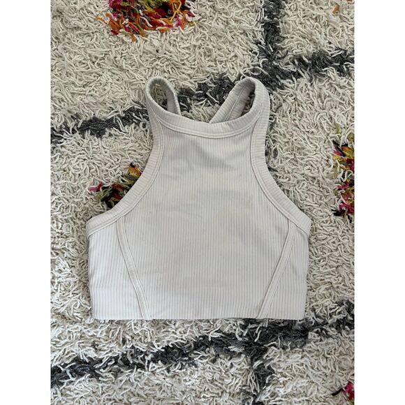 Lululemon Ribbed Nulu High-Neck Yoga Bra in Natural Ivory - sz 2 - Picture 3 of 6